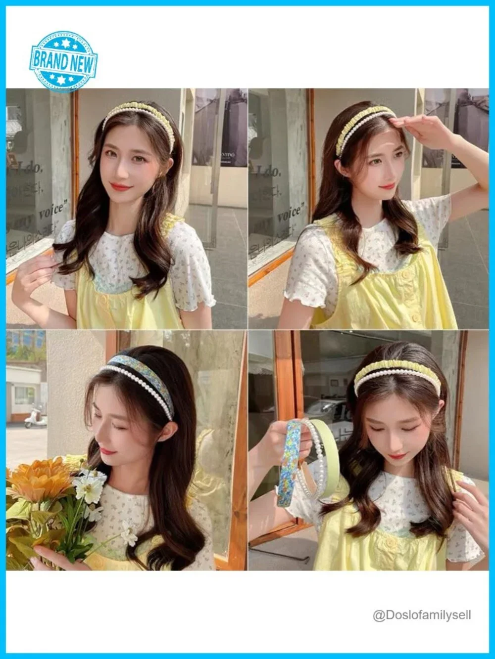Non Slip Flower & Pearl Hairband Set - Wide Fashion Hair Bands for Women